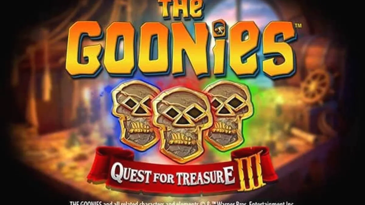 The Goonies Quest for Treasure 3 slot game interface featuring iconic characters and treasure map theme